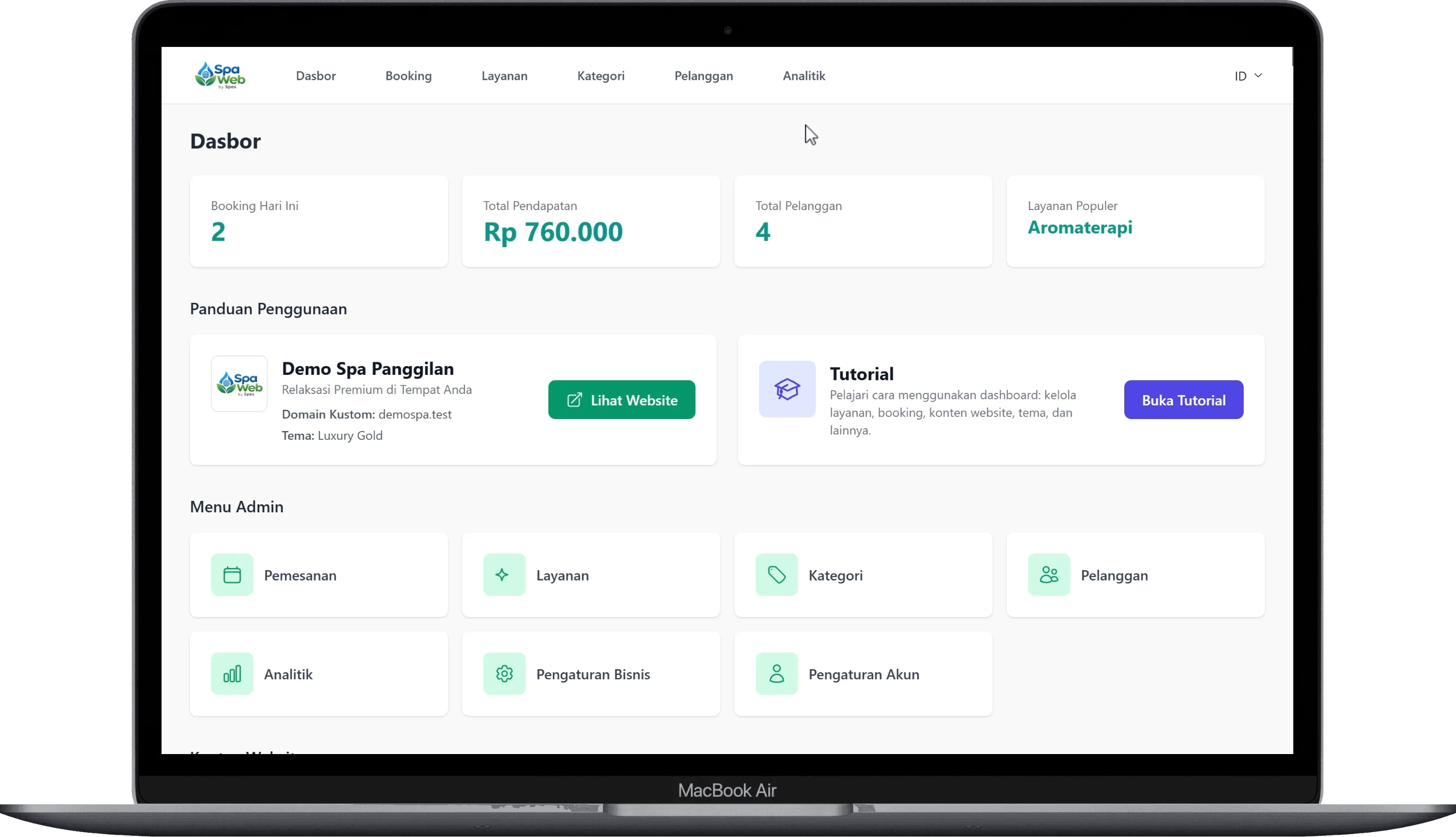 Dashboard SpaWeb